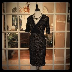 🆕 Ivanka Trump Black Lace Dress w Sheer Sleeves